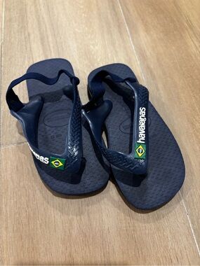 Havaianas Navy Blue Flip Flops with Brazilian Flag
